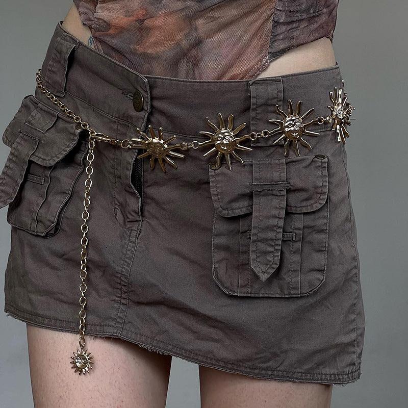 Metal Sun Stitching Waist Chain All-match - Nioor