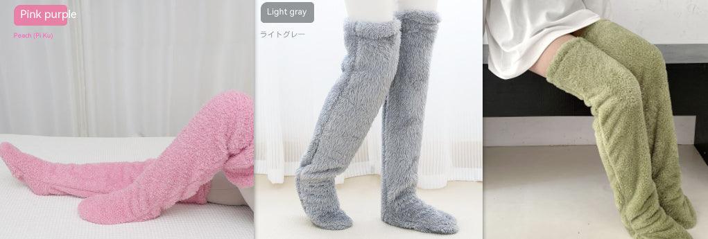 Over Knee High Fuzzy Long Socks Winter Warm Cold Leg Knee Joint Cold-proof Stockings Home Floor Sleeping Socks - Nioor