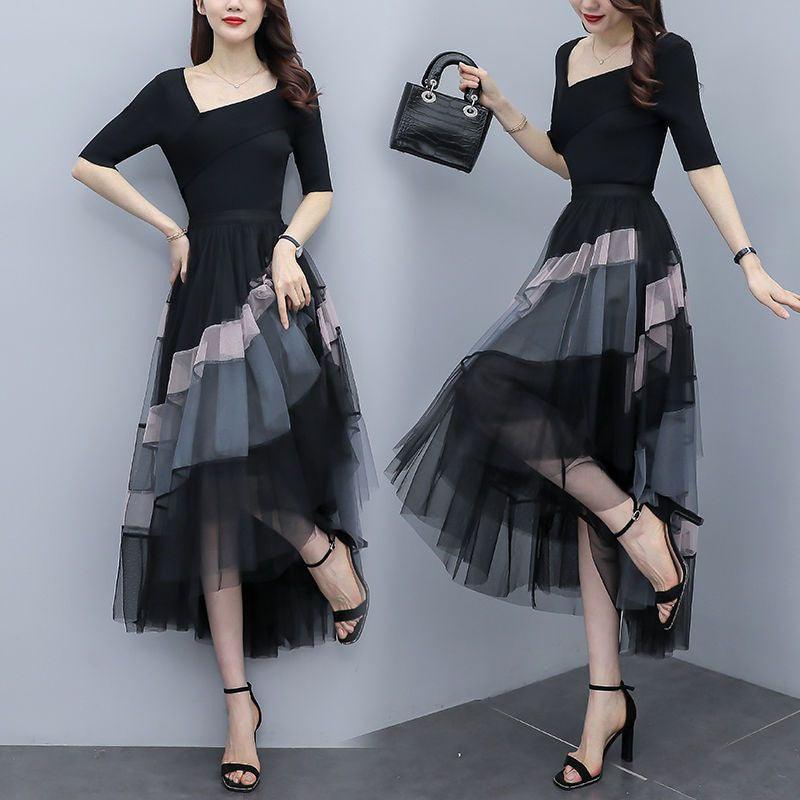 New Women's Summer Adult Lady Like Woman Western Style Youthful-looking Lightly Mature Fashion Tulle Skirt - Nioor