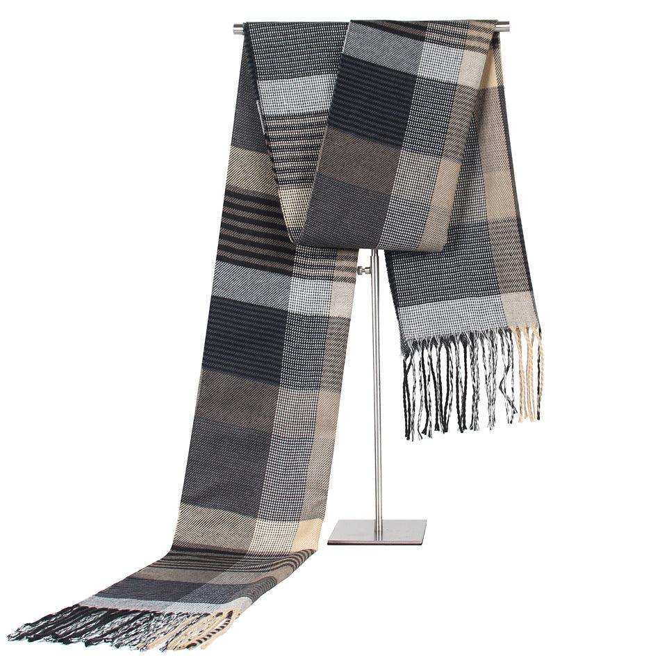 Autumn And Winter New Korean Style Plaid Middle-aged And Elderly Men's Scarf Cashmere-like Warm Scarf Gifts Promotional Products - Nioor