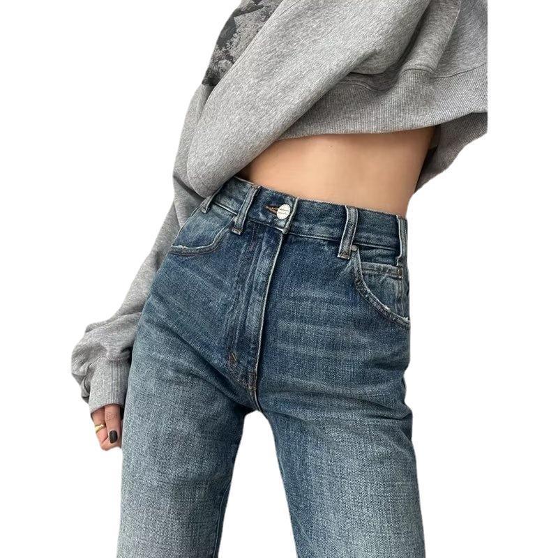 Large Size Retro Denim Bell-bottom Pants Women - Nioor