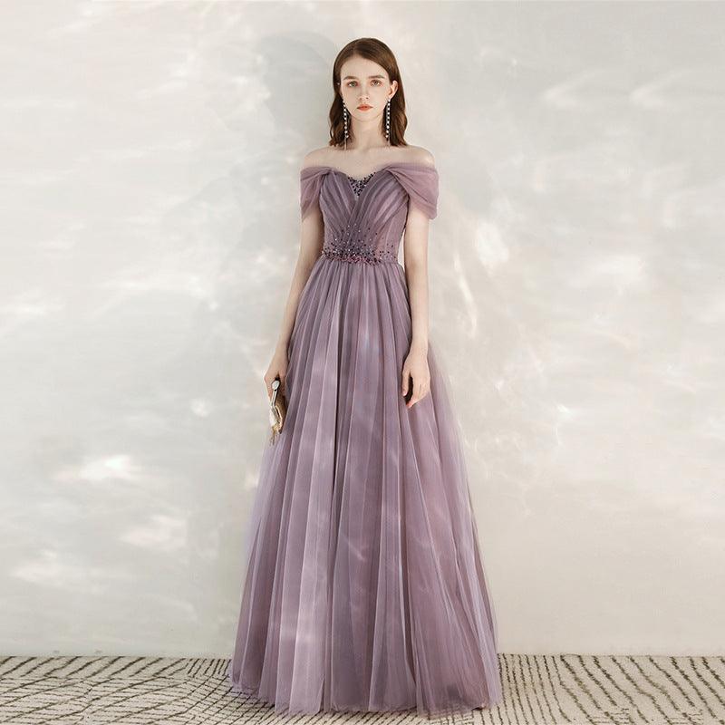 Purple Host Star Sky Toast Dress Shoulder To Shoulder - Nioor