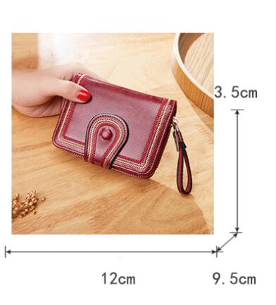 Retro Oil Wax Skin Euro-American Multi-slot Organ Card Bag Zipper Short Style Women's Purse