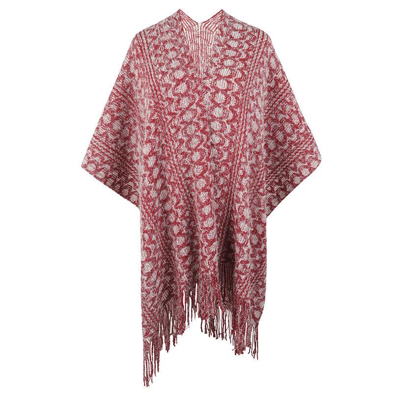 Polyester Yarn Crocheted Hollow Knitted Tassel Cape And Shawl Sweater Women's Cardigan - Nioor