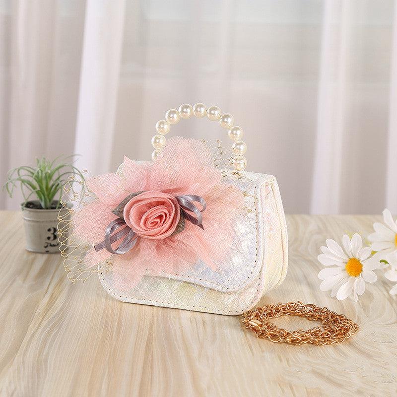 Flower Knitted Pearl Portable Diagonal Bag - Nioor