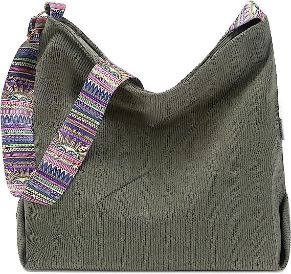 Women's Large Crossbody Fashion Corduroy Retro Hobo Fashion Shoulder Bag