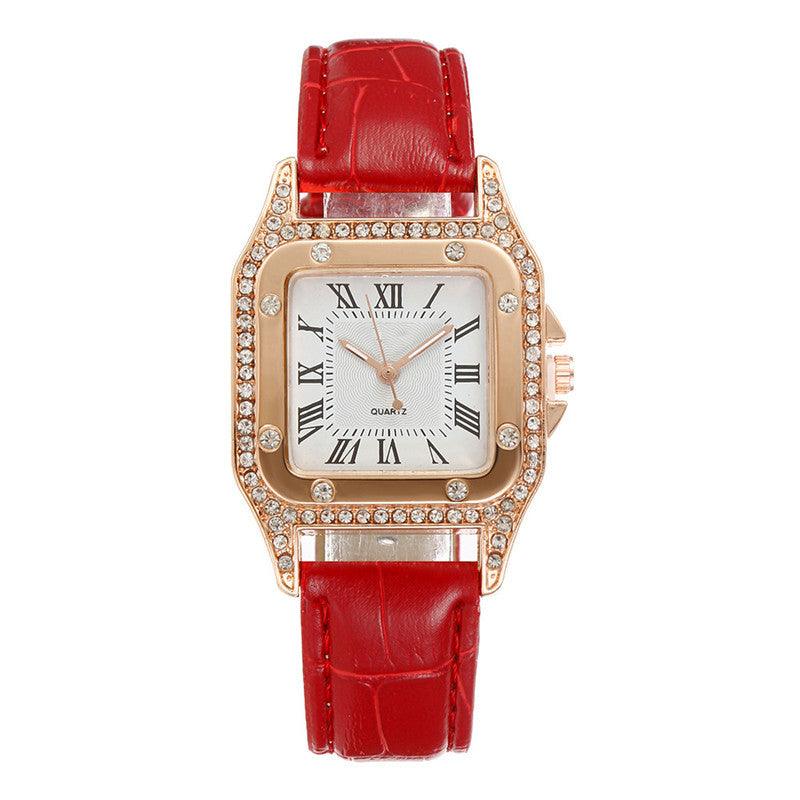 Square Watch Rhinestone Women's Suit - Nioor