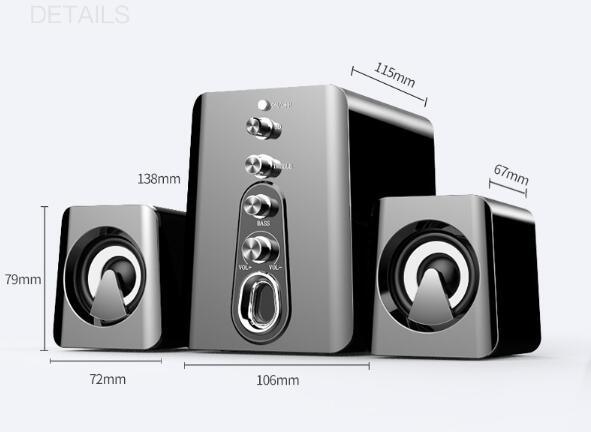 Mini USB 2.1 Speaker Wired Combination High Audio Heavy Bass Music Subwoofer Mobile Phone - Nioor