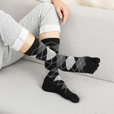 Men's Business High Toe Diamond-shaped Small Dot Vertical Bar Solid Color Socks - Nioor