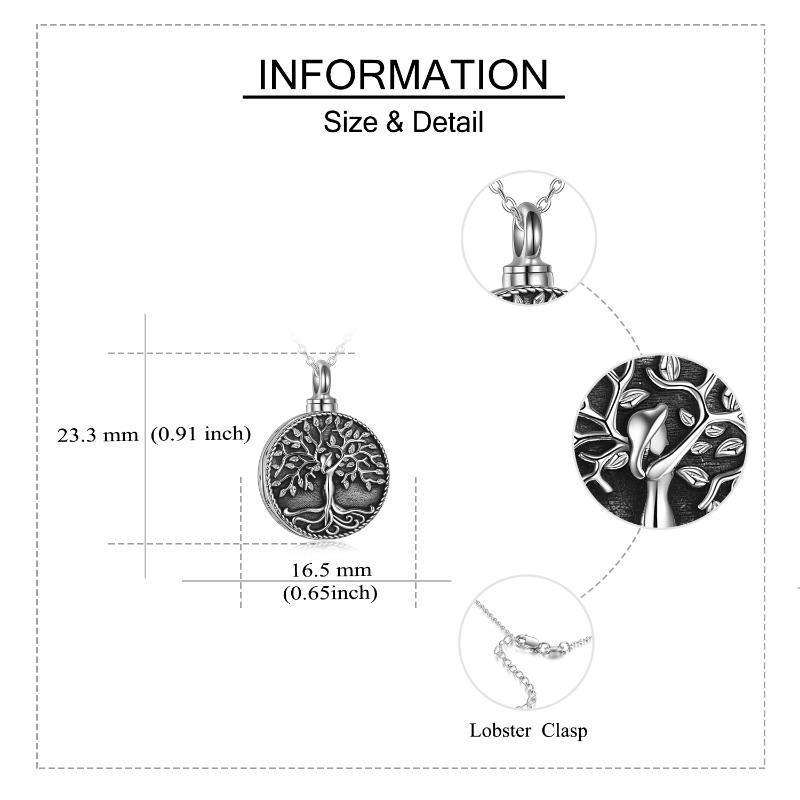 Tree of Life Urn Cremation Jewelry Necklace for Ashes in Sterling Silver Retro - Nioor