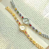 Mid-ancient Fashion Oval Colored Gems Rainbow Light Luxury Watch - Nioor