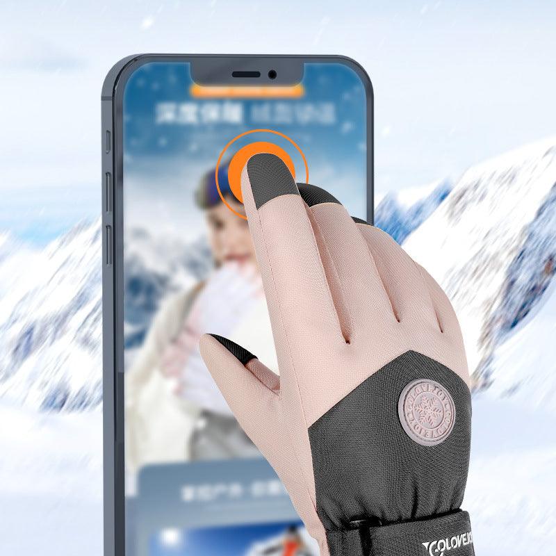 Snowflake Cartoon Print Gloves Winter Touchscreen Waterproof Windproof Warm Gloves For Cycling Fishing Skiing - Nioor