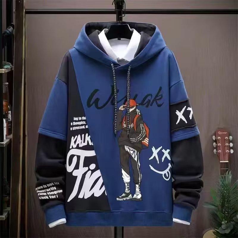 Hooded Sweater Fashion Brand Color Matching Long Sleeve Coat Hip Hop Top - Nioor