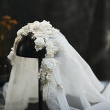 Vintage Beaded Lace Petal Headdress - Nioor