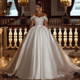 A-Line Off Shoulder Wedding Dresses Shiny Bohemia Women's - Nioor