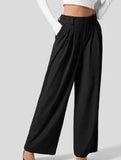 Women's Solid Color Casual Suit Pants With Real Pockets - Nioor