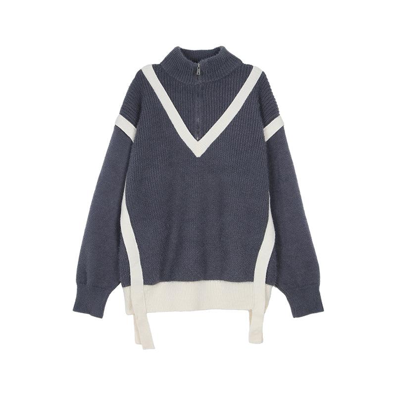 Collar Polo Shirt Men's Loose Winter Color Mohair Knitted Sweater - Nioor