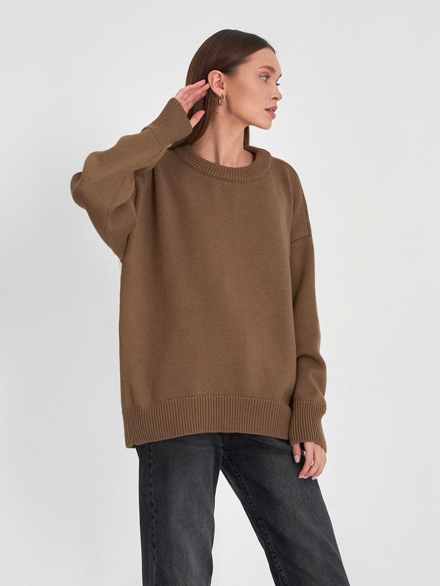 Temperament Commute Versatile Casual Round Neck Knitted Sweater - Nioor