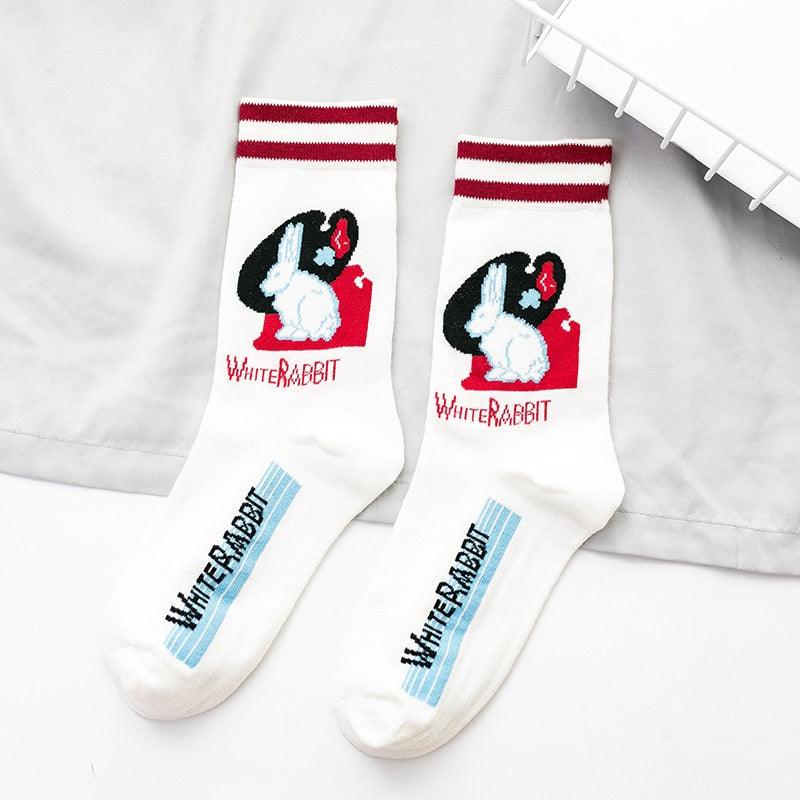 Socks Trendy Tube White Rabbit High-top Cotton Socks - Nioor