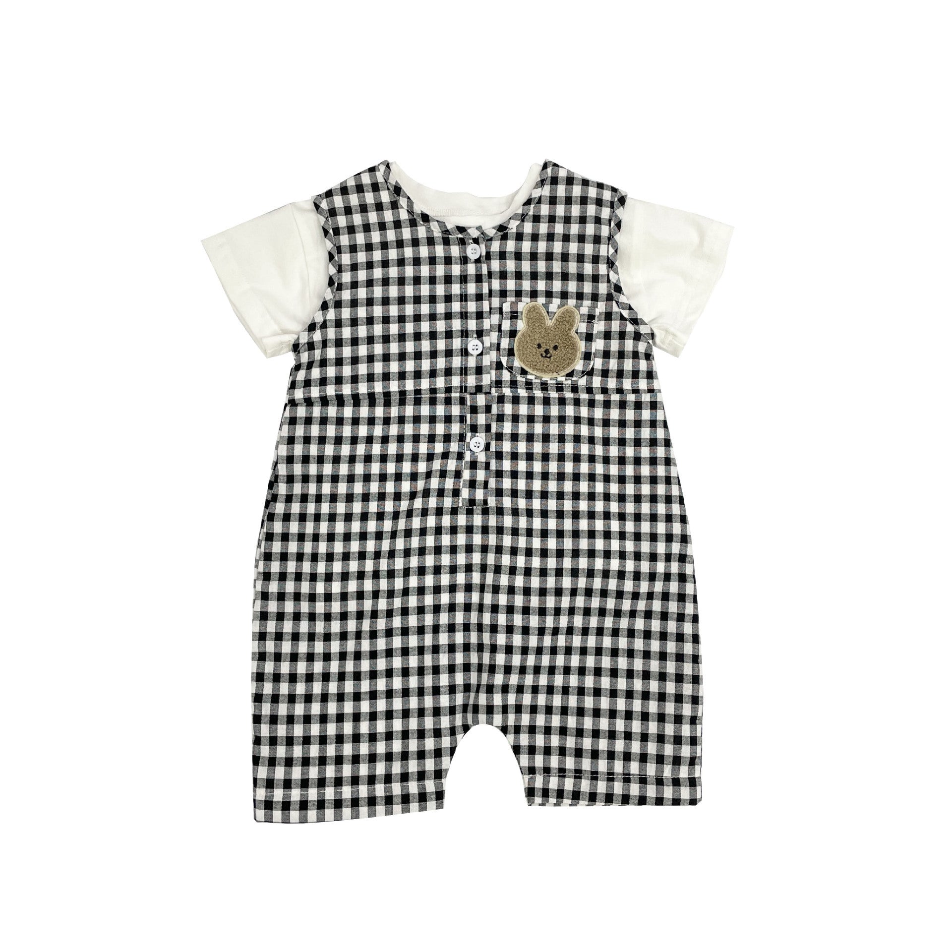 Summer New Thin Type Sleeveless Leotard Baby Boy Plaid Chest Bear Vest Bodysuit Romper