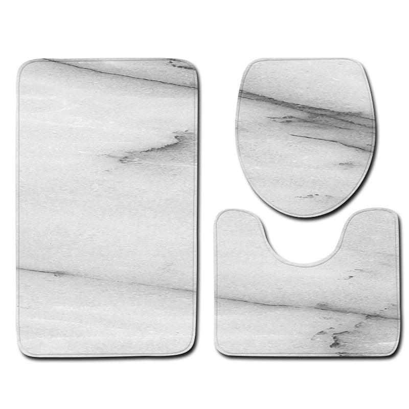 Marble Toilet Three-Piece Floor Mat Door Mat Bathroom Carpet - Nioor