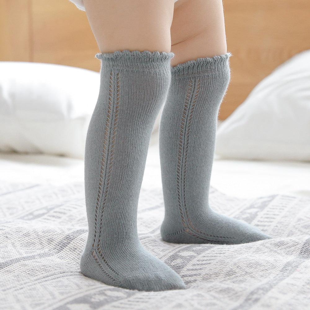 Baby Loose Mouth Long Tube Side Hollow Socks - Nioor