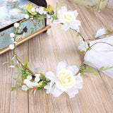 Bridal Veil Handmade White Rose Rattan Wreath - Nioor