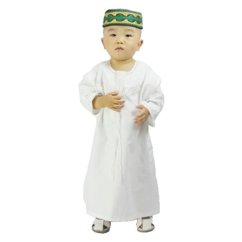 Small Muslim Men's Robe With Cotton And Linen Embroidery