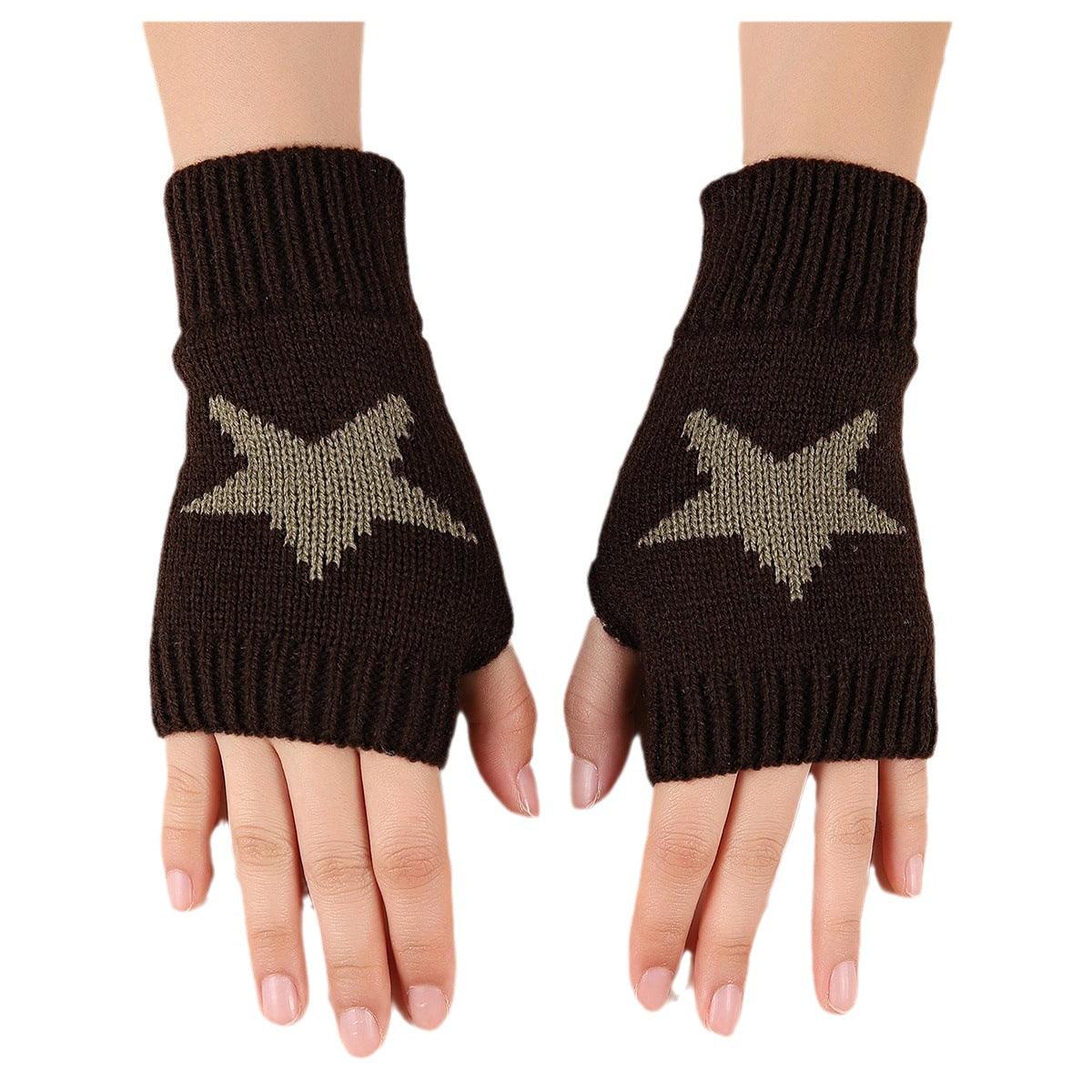 Autumn And Winter Acrylic Wool Five-pointed Star Gloves Warm Oversleeve - Nioor