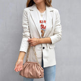 Long Sleeve Button Pu Cardigan Coat For Women - Nioor