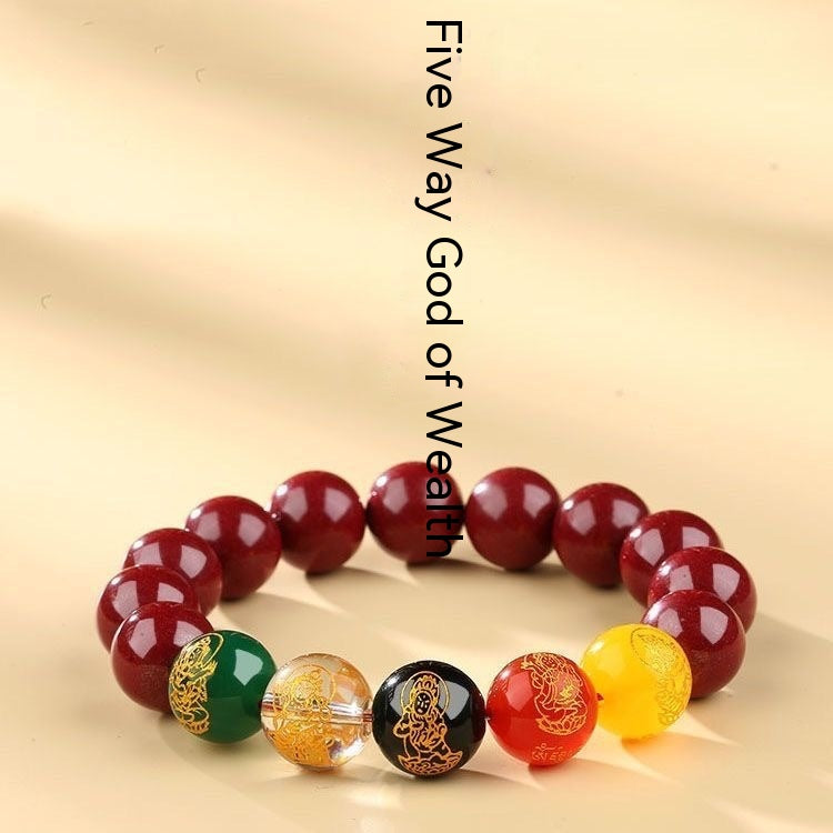 Cinnabar Bracelet Natural Five Gods Of Wealth Purple Gold