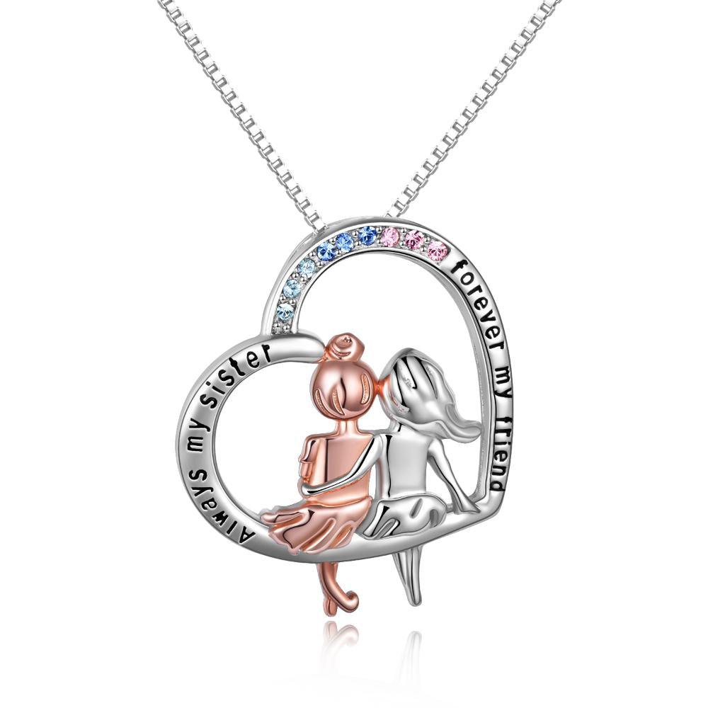 Sister Necklace Sterling Silver Always My Sister Forever My Friend Sisters Birthday Gifts - Nioor