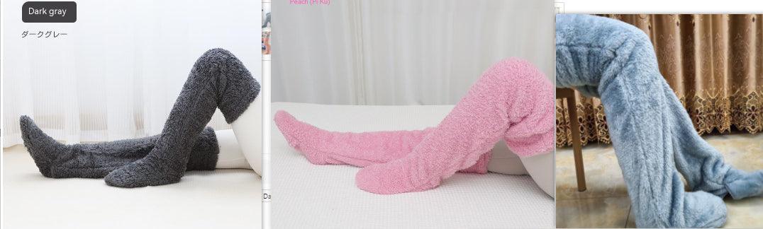 Over Knee High Fuzzy Long Socks Winter Warm Cold Leg Knee Joint Cold-proof Stockings Home Floor Sleeping Socks - Nioor