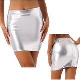 Multi-color Sheath High Waist Bright Patent Leather Sexy Wrapped Skirt - Nioor