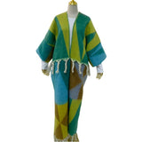 RETRO Geometric Double-sided Color Matching Robe For Women - Nioor