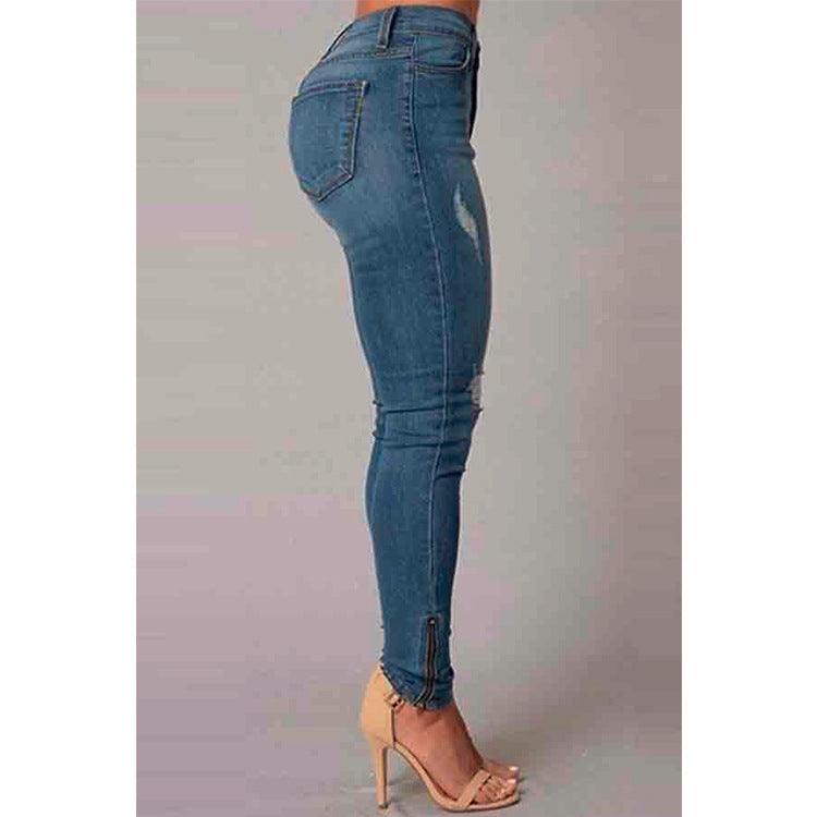 Women's Jeans Ankle Banded Slim Fit Hip Raise Jeans Women's Trousers - Nioor