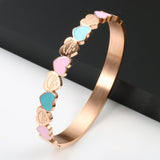 New Fashion Three-color Heart-shaped Bracelet Titanium Steel 18K Gold Plating College Style Female Bracelet