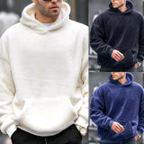 Winter Men's Style Flannel Youth Hooded Sweater Lamb Wool Fashionable Warm Sweater - Nioor