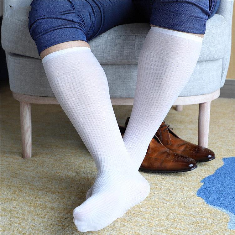 Men's Straight Slimming Stripes Soft Nylon Stretch Socks - Nioor