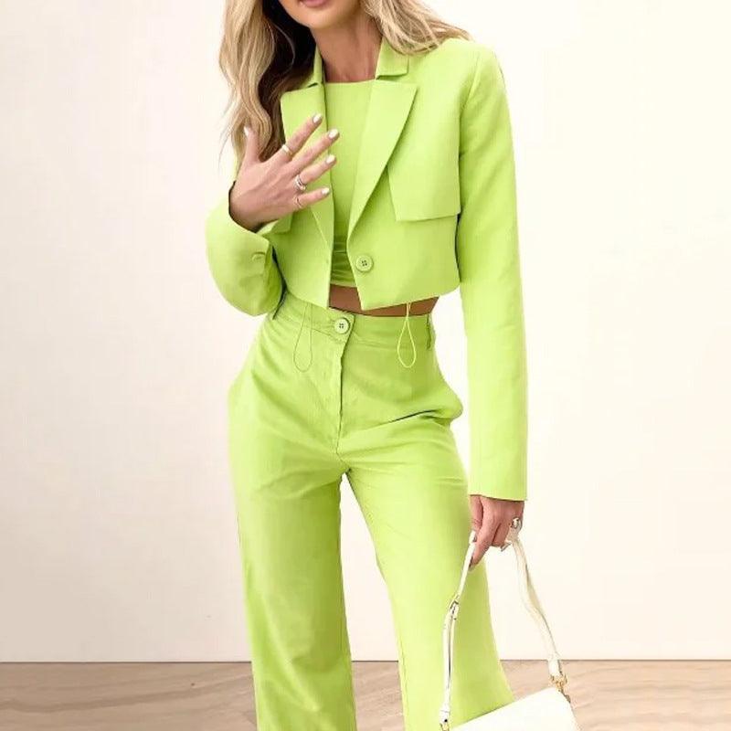 Fashion Casual Loose Solid Color Trousers Two-piece Set - Nioor