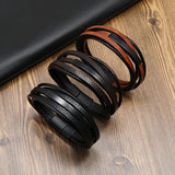 Men's Multi-layer Magnetic Buckle Leather Bracelet Weave Vintage Leather Bracelet