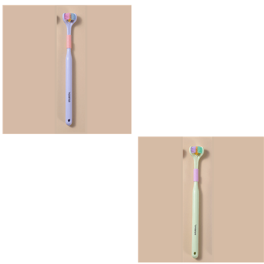 Three-sided Macaron Soft Bristle Toothbrush Care Safety Toothbrush Teeth Deep Cleaning Portable Travel - Nioor