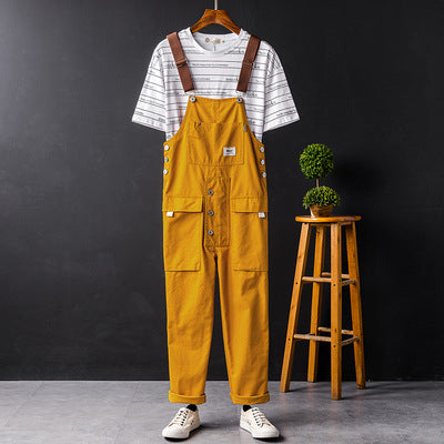 Retro One-piece Cargo Suspenders Trousers