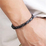 Stainless Steel Vintage Bracelet Men Black Cuban Chain