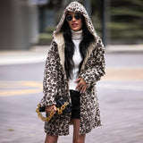 European And American Hooded Plush Top Leopard Fashion Brand Fleece Padded Coat - Nioor