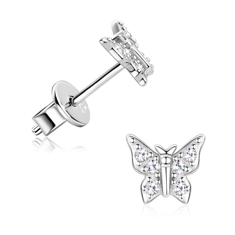 Korean Butterfly Moussan Diamond Ear Team S925 Zeng Silver Jewelry - Nioor