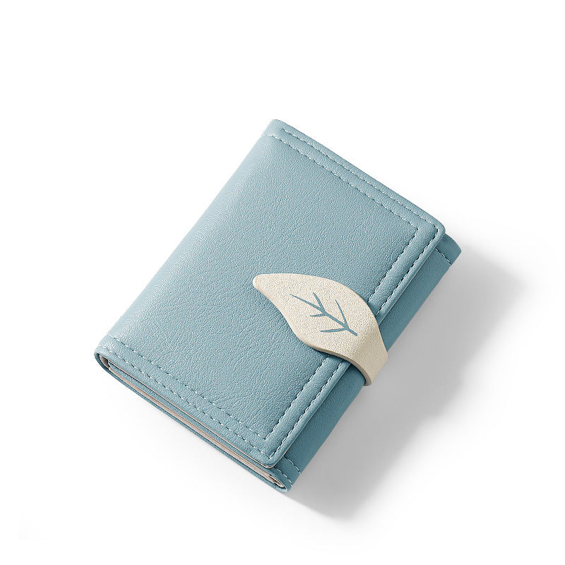 Fashion Folding Short Women's Creative Color Contrast Leaf Wallet