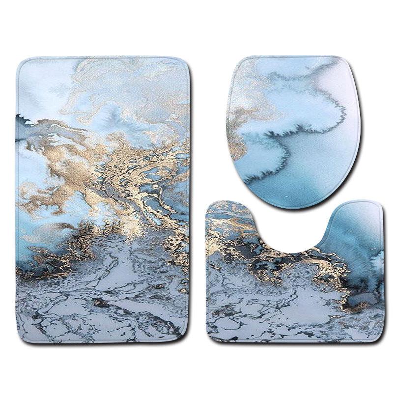 Marble Toilet Three-Piece Floor Mat Door Mat Bathroom Carpet - Nioor