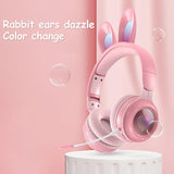 Rabbit Ear Headphones Wireless Luminous Extendable Wheat Headphones - Nioor