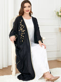 Muslim Women's Middle Eastern Long Sleeved Patchwork Bat Sleeved Dress